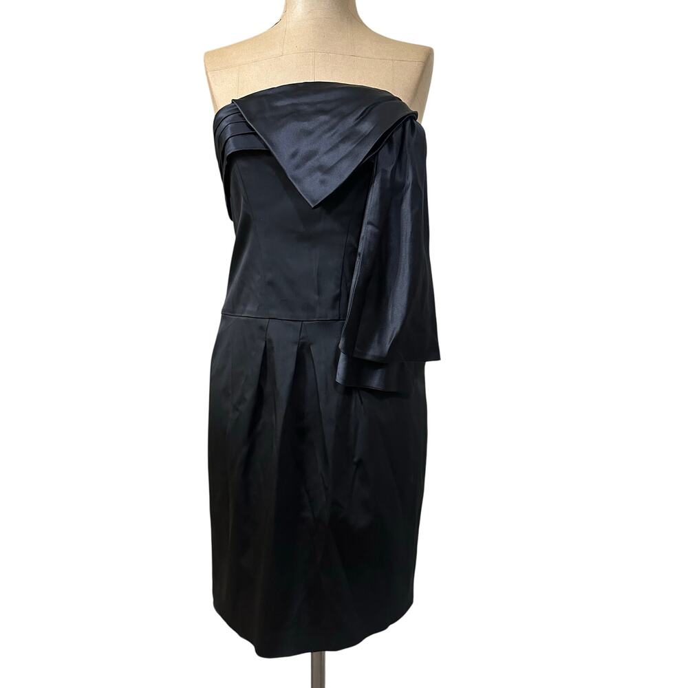 Ted Baker Mini Dress Black Satin Strapless Mini Cocktail Evening